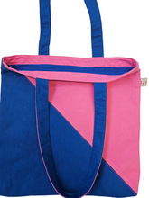 Load image into Gallery viewer, Royal Blue and Pink Triangle Canvas Tote Bag
