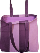 Load image into Gallery viewer, Purple and Lilac Canvas Candy Stripe Tote Bag
