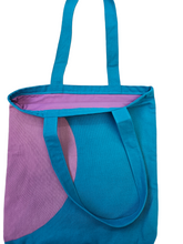 Load image into Gallery viewer, Turquoise and Lilac Canvas Circle Tote Bag
