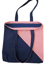 Load image into Gallery viewer, Navy and Blush Pink Triangle Canvas Tote Bag
