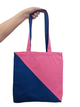 Load image into Gallery viewer, Royal Blue and Pink Triangle Canvas Tote Bag
