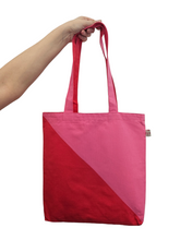 Load image into Gallery viewer, Pink and Red Triangle Canvas Tote Bag
