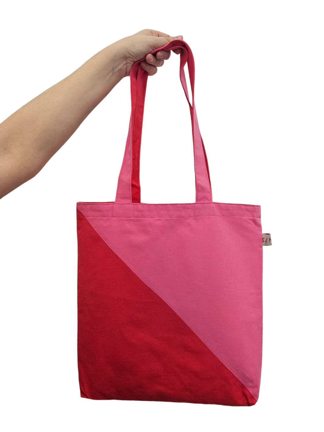 Pink and Red Triangle Canvas Tote Bag