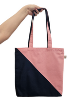 Load image into Gallery viewer, Navy and Blush Pink Triangle Canvas Tote Bag
