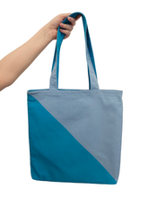 Load image into Gallery viewer, Turquoise and Blue Triangle Canvas Tote Bag
