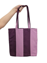 Load image into Gallery viewer, Purple and Lilac Canvas Candy Stripe Tote Bag
