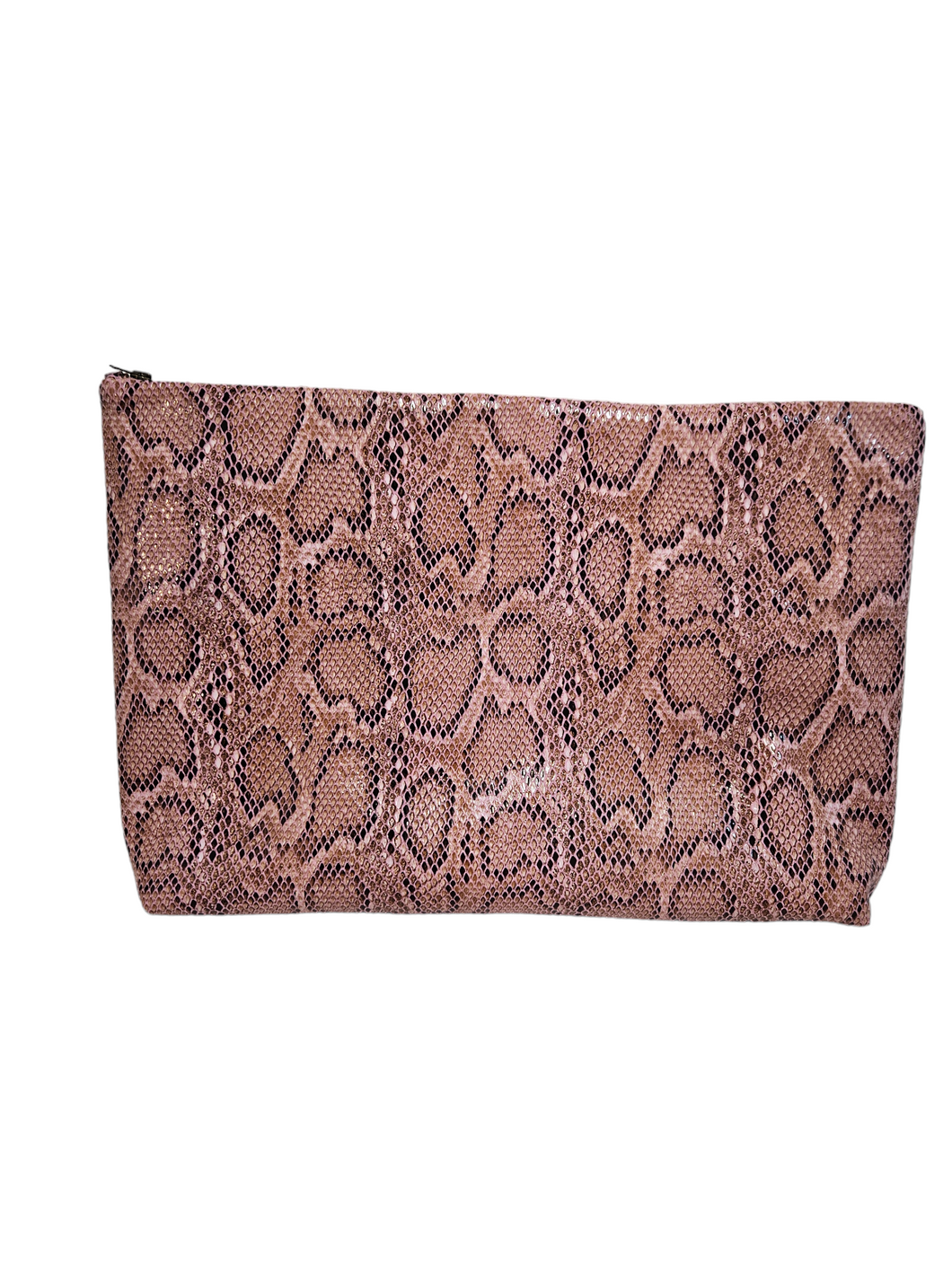 Pink Oversized Snakeskin Clutch