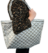 Load image into Gallery viewer, Silver Quilt Overnight Bag
