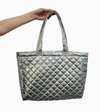 Load image into Gallery viewer, Silver Quilt Overnight Bag
