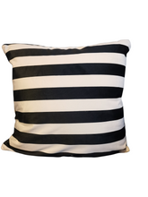 Load image into Gallery viewer, &#39;Humble Abode&#39; Statement Black and White Striped Velvet Cushion
