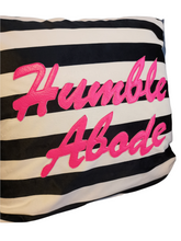 Load image into Gallery viewer, &#39;Humble Abode&#39; Statement Black and White Striped Velvet Cushion
