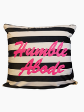 Load image into Gallery viewer, &#39;Humble Abode&#39; Statement Black and White Striped Velvet Cushion
