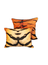 Load image into Gallery viewer, Orange Tiger Print Velvet Square Cushion
